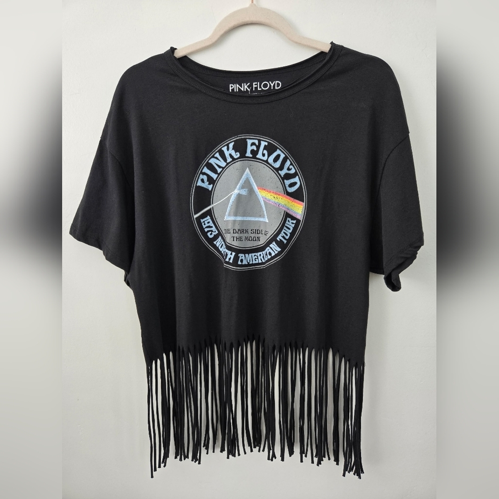The Vinyl Icons Black cropped graphic t-shirt Pink Floyd's The Dark Side Size La